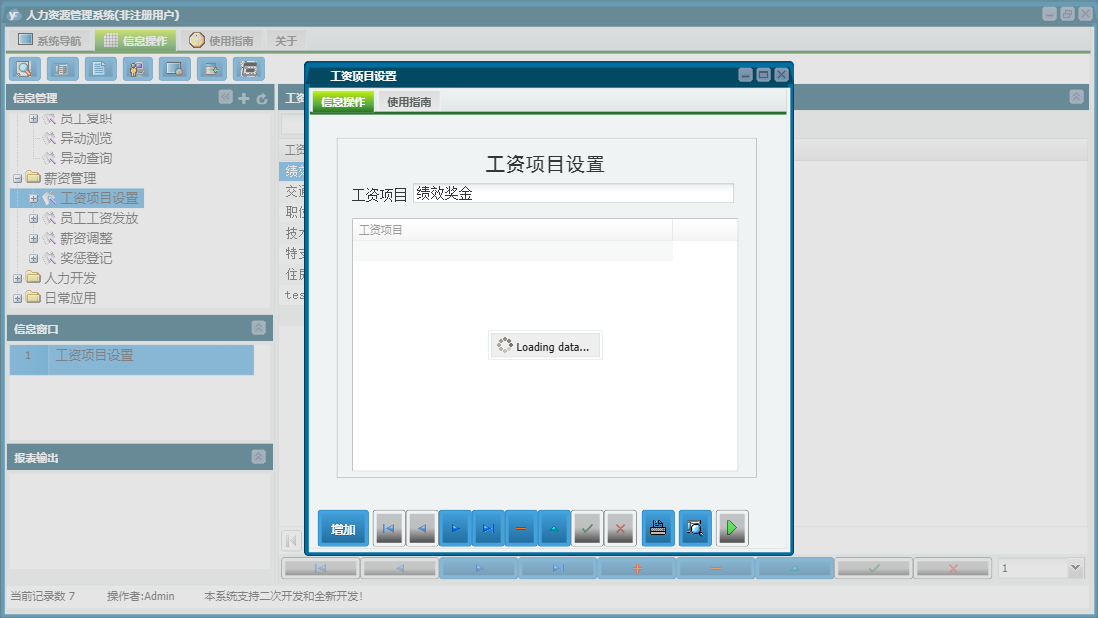 工资项目设置信息窗口