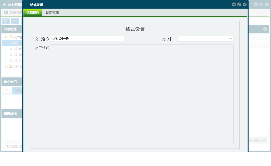 格式设置信息窗口